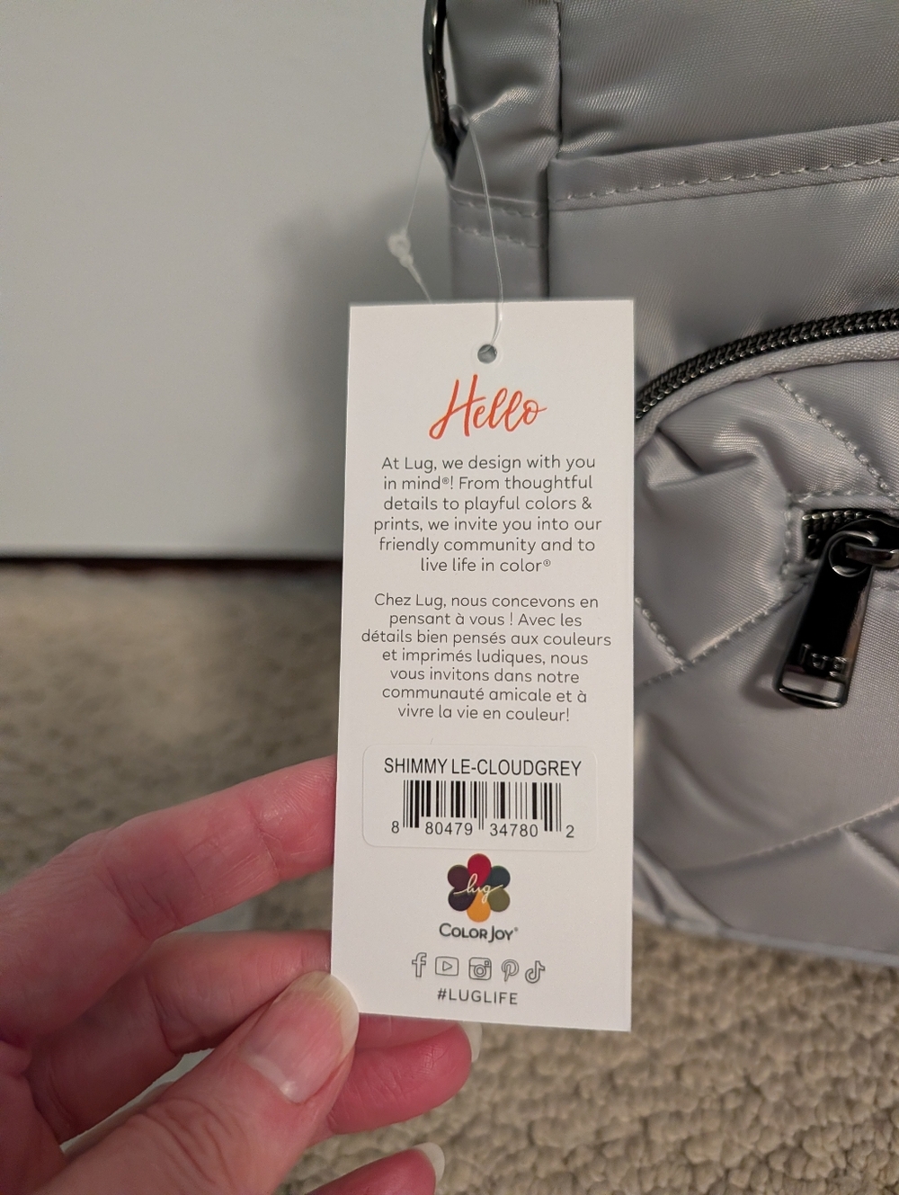 NWT Lug Shimmy LE Cloud Grey Crossbody Bag - Picture 4 of 10
